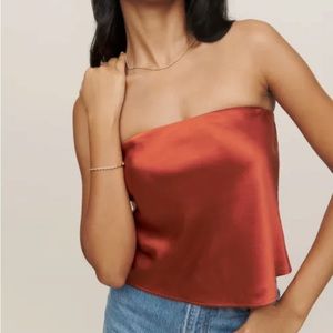Reformation Spritz silk top in oxide (size m)